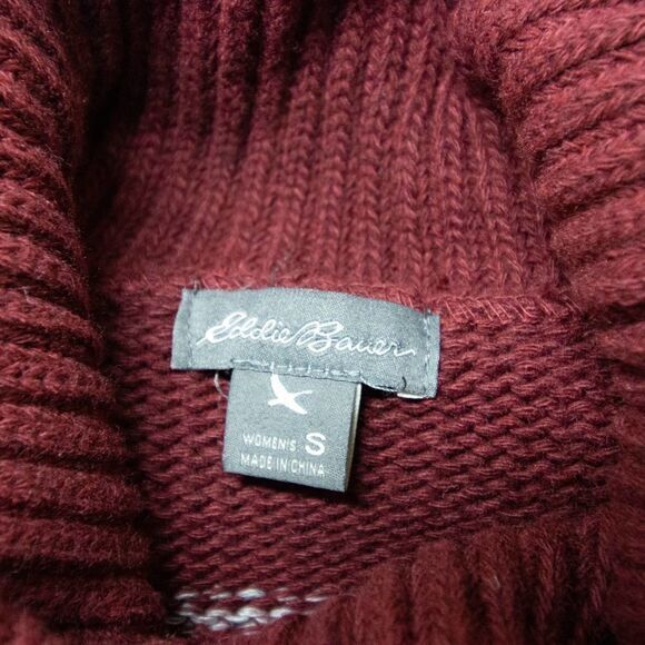 NWOT Eddie Bauer Turtleneck Striped‎ cotton blend Sweater, Burgundy S - Picture 8 of 10
